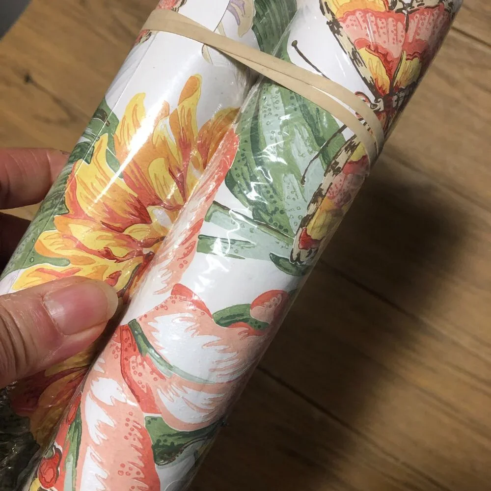 York scalloped prepasted border wallpapers floral rolls, flowers and butterflies